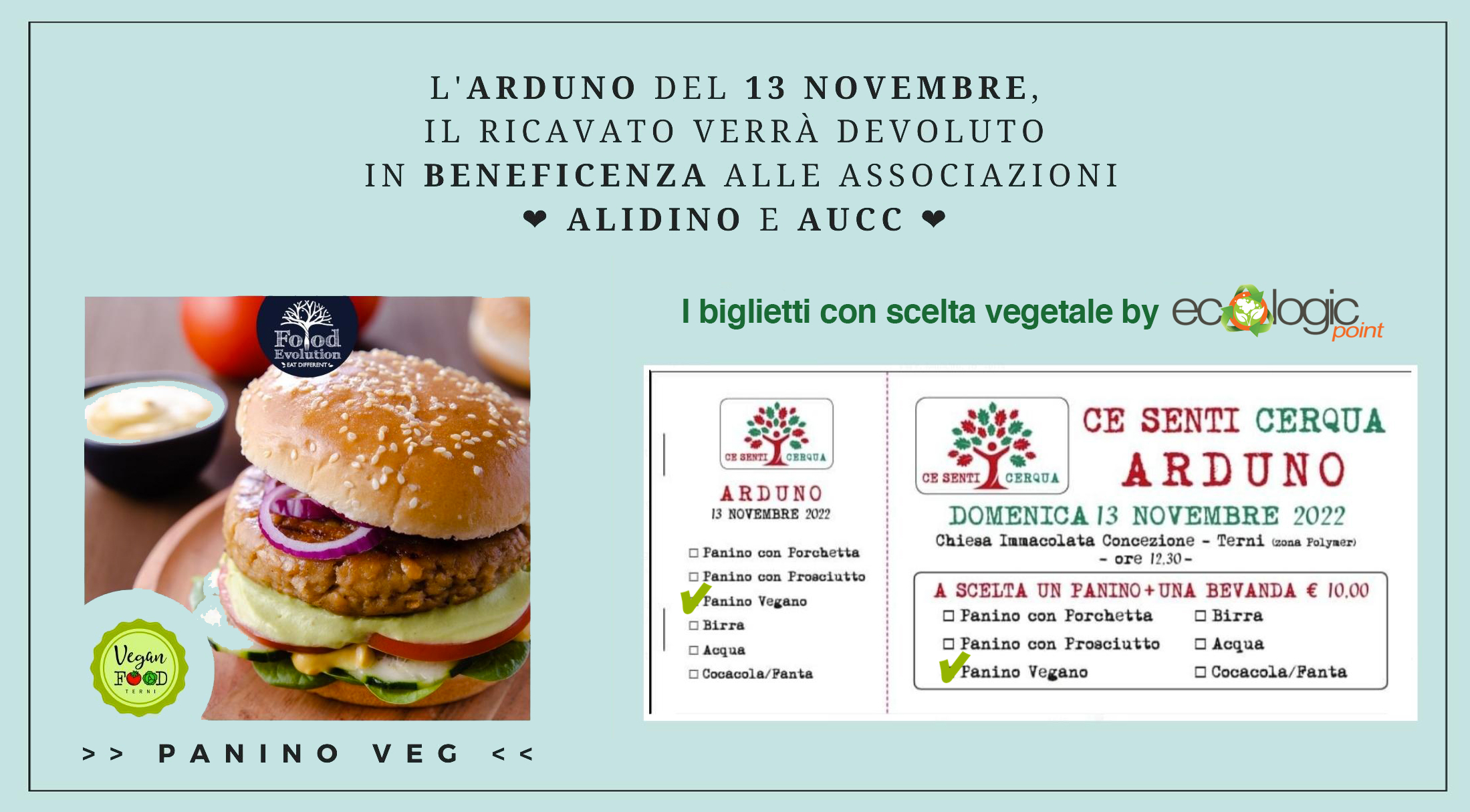 Evento Ce Senti Cerqua 2022 e panino con Veg Burger by Ecologicpoint e VeganFoodTerni 